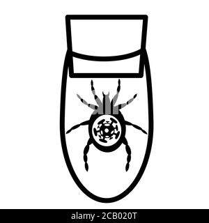 vector drawing of a tick in a test tube on a white background Stock Vector