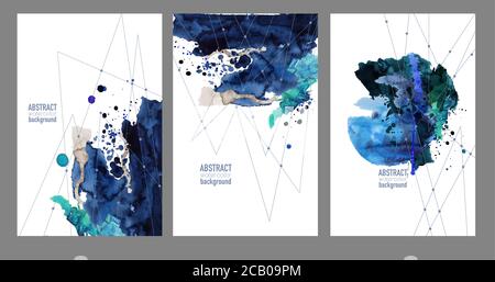 Abstract watercolor banners with blots and lines. Vector. Stock Vector