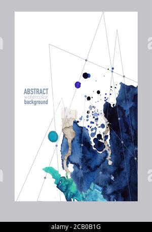 Abstract watercolor banners with blots and lines. Vector. Stock Vector