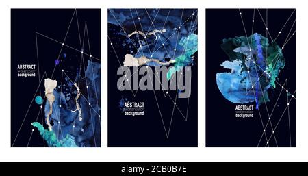 Abstract watercolor banners with blots and lines. Vector. Stock Vector