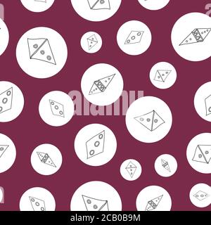 black and white Doodle diamond shape in white circles on red background seamless pattern Vector hand drawn illustration surface design Stock Vector
