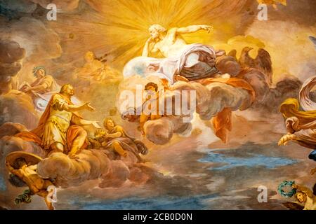 Italian art, The Apotheosis of Romulus by Mariano Rossi, ceiling fresco ...