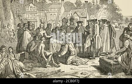 Treaty of William Penn with the Indians Stock Photo