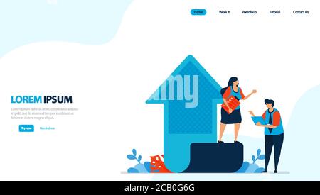 illustration for arrow icon. right upload and download shape. next and previous for navigation. up and down direction. designed for landing page, temp Stock Vector