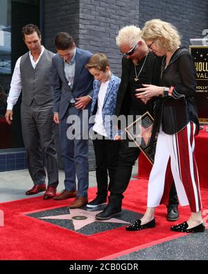 LOS ANGELES - MAY 22:  Matthew McConaughey, Hunter Fieri , Ryder Fieri, Chef Guy Fieri, Kathleen Finch  at the Guy Fieri Star Ceremony on the Hollywood Walk of Fame on May 22, 2019 in Los Angeles, CA Stock Photo