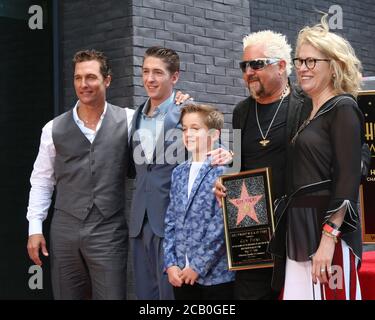 LOS ANGELES - MAY 22:  Matthew McConaughey, Hunter Fieri , Ryder Fieri, Chef Guy Fieri, Kathleen Finch  at the Guy Fieri Star Ceremony on the Hollywood Walk of Fame on May 22, 2019 in Los Angeles, CA Stock Photo