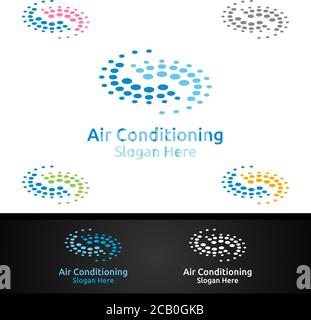 Air Conditioning and Heating Services Logo Design Stock Vector