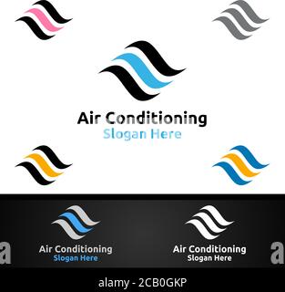 Air Conditioning and Heating Services Logo Design Stock Vector