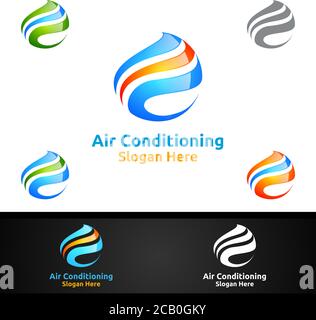 Air Conditioning and Heating Services Logo Design Stock Vector