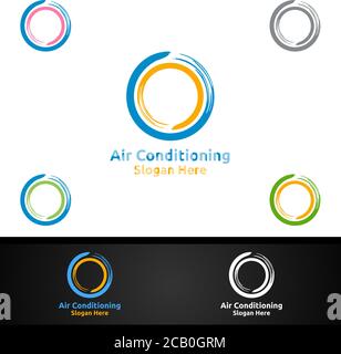 Air Conditioning and Heating Services Logo Design Stock Vector