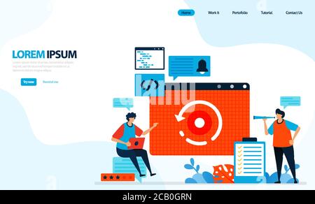 Vector illustration of reload or load the web page. process of downloading web pages. internet technology. designed for landing page, template, ui ux, Stock Vector