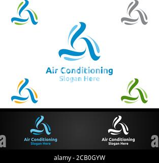 Air Conditioning and Heating Services Logo Design Stock Vector