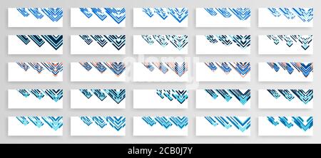 Corner Decor Pack For Business Cards With Modern Tech Style. Modern Ornament For Designs In Light Blue And Dark Blue. Design Illustrations Can Be Used Stock Vector