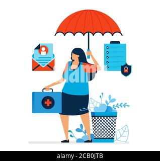 Vector illustration of health insurance. Health insurance agents that offer investment services and health protection. Freelance jobs as an insurance Stock Vector
