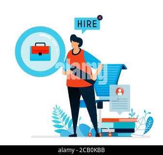 Vector illustration of looking for workers. We're hiring sign for job seekers, Open vacancies for job positions, Opportunity in finding a job, Job fai Stock Vector
