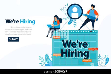 People Looking For Employees With Words We're Hiring, Concept Vector Ilustration. Can Use For Landing Page, Template, Ui, Web, Mobile App, Poster, Ban Stock Vector