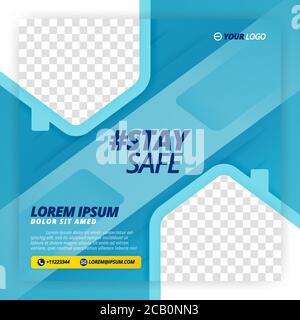 stay safe vector poster for work from home campaigns Stock Vector