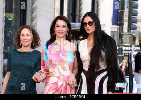 LOS ANGELES - MAY 1:  Rhea Perlman, Lucy Liu, Demi Moore at the Lucy Liu Star Ceremony on the Hollywood Walk of Fame on May 1, 2019 in Los Angeles, CA Stock Photo