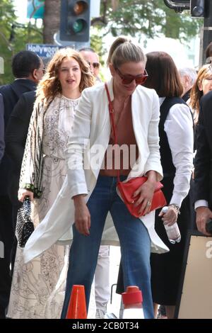 LOS ANGELES - MAY 1:  Drew Barrymore, Cameron Diaz at the Lucy Liu Star Ceremony on the Hollywood Walk of Fame on May 1, 2019 in Los Angeles, CA Stock Photo