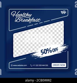 Healthy breakfast for social media post templates. Food and beverage posters. Can be used for online media, brochure, flyer, wall advertisement, poste Stock Vector
