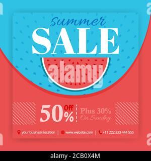 Summer sale and 50% discount off for social media posts. Can be used for online media, brochure discounts, flyer, wall advertisement,business poster, Stock Vector