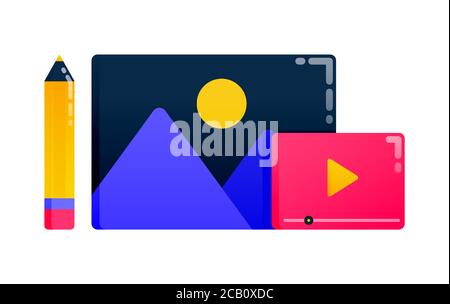 Logos for video and images edit, illustration for production house and photography. Logos can also be used for business, icon design, and graphic elem Stock Vector