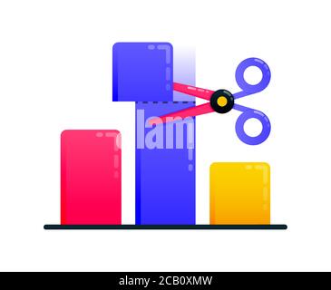 Logos for cutting bar charts or sales targets with scissors. Logos can also be used for business, icon design, and graphic elements Stock Vector