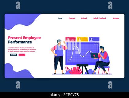Vector cartoon banner template for presentation of employee performance for promotions. Landing page and website creative design templates for busines Stock Vector