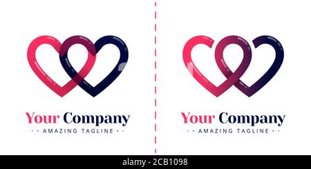 Double love logo for connected and infinity relationships. Templates can be used for corporate, dating apps, business wedding events, poster, brochure Stock Vector