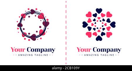 Love logo with the theme of plants and nature with centering and circular flora patterns. Templates can be used for corporate, dating apps, events, po Stock Vector