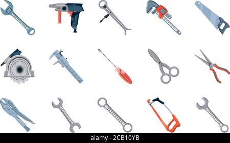 set of icons with construction tools over white background vector illustration design Stock Vector