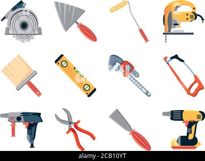 set of icons with construction tools in white background vector illustration design Stock Vector