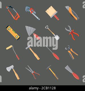 bundle of construction tools over white background vector illustration design Stock Vector
