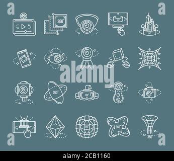 set of icons camera 360 degrees vector illustration design Stock Vector