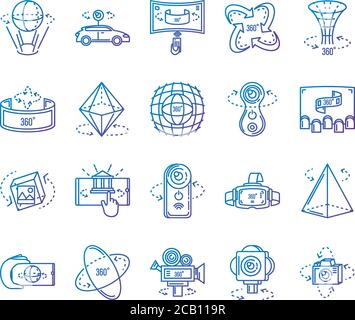 set of icons camera 360 degrees vector illustration design Stock Vector