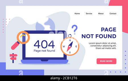 Page not found on display monitor laptop campaign for web website home homepage landing page template banner with modern flat style Stock Vector