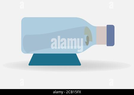 Bottle with scroll message inside, conceptual vector Stock Vector