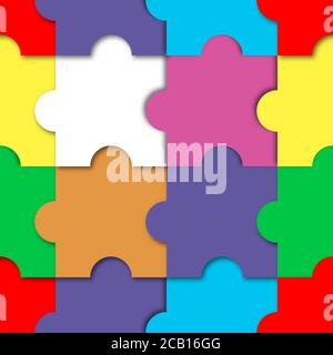 Seamless puzzle pattern. Colored mosaic, vector illustration. Stock Vector