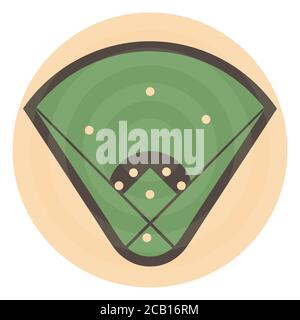 Round field to play baseball with markup and players, vector illustration. Stock Vector
