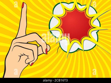 Hand with index finger. Pointing finger. Vector Illustration of female hands Stock Vector