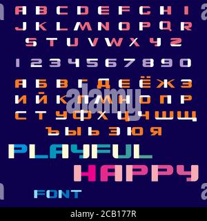 Playful happy font. Vector of modern playful font and alphabet Stock Vector