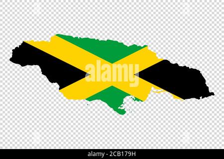 Jamaica map with flag texture on  on png or transparent background, illustration,textured , Symbols of Jamaica, Vector illustration Stock Vector