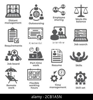 Work from home icons on white background Stock Vector