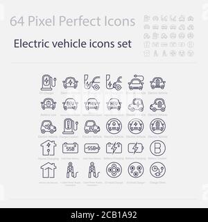 Battery Electric Vehicle Icon.(BEV,EV).Electric car.Charger station.Battery power plug.Home Charging.Solid State Battery.Home Link Devices.Cable Power Stock Vector
