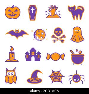 Halloween icon set on white background Stock Vector