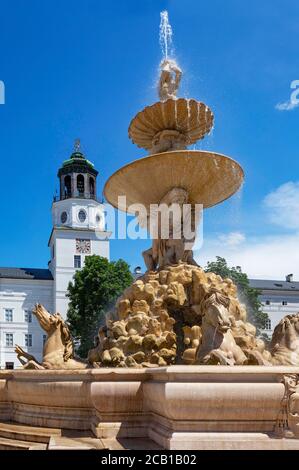 Residenzplatz, Residenz fountain with chimes, Salzburg, Austria Stock Photo