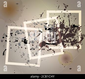 Grungy empty picture frame, photgraph print concept, vector, free space for pics Stock Photo