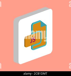 JS document Simple vector icon. Illustration symbol design template for web mobile UI element. Perfect color isometric pictogram on 3d white square. J Stock Vector
