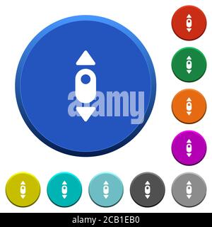 Mouse scroll up round color beveled buttons with smooth surfaces and flat white icons Stock Vector