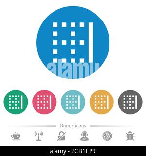 Right border flat white icons on round color backgrounds. 6 bonus icons included. Stock Vector